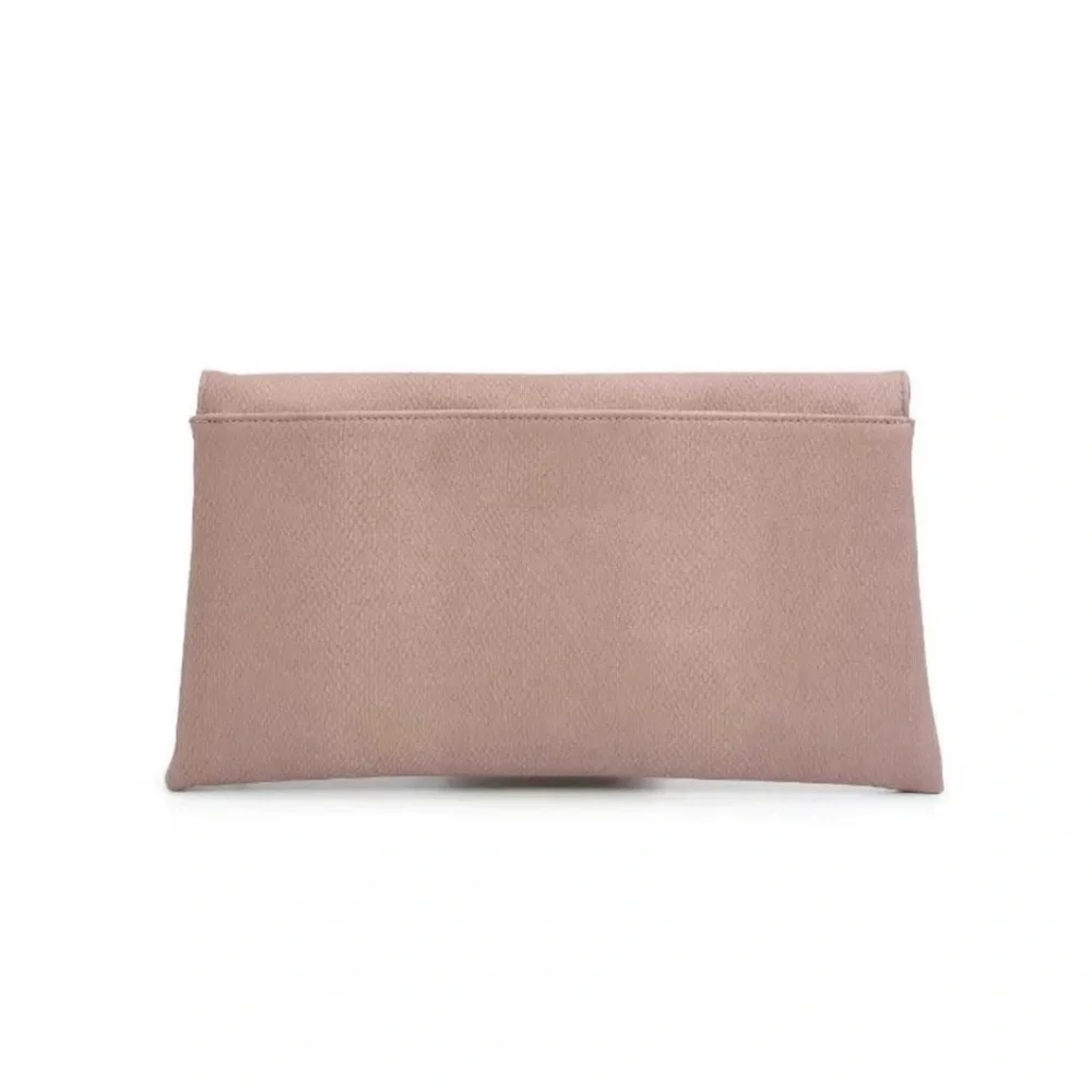 Elegant Blush Pink Clutch with Gold Chain